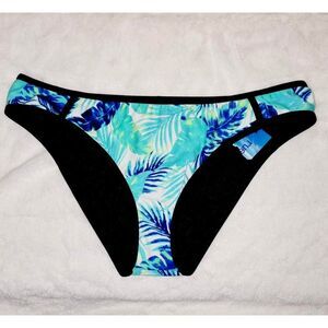Rue Bleu Womens Bikini Black L Floral Bikini Bottom New